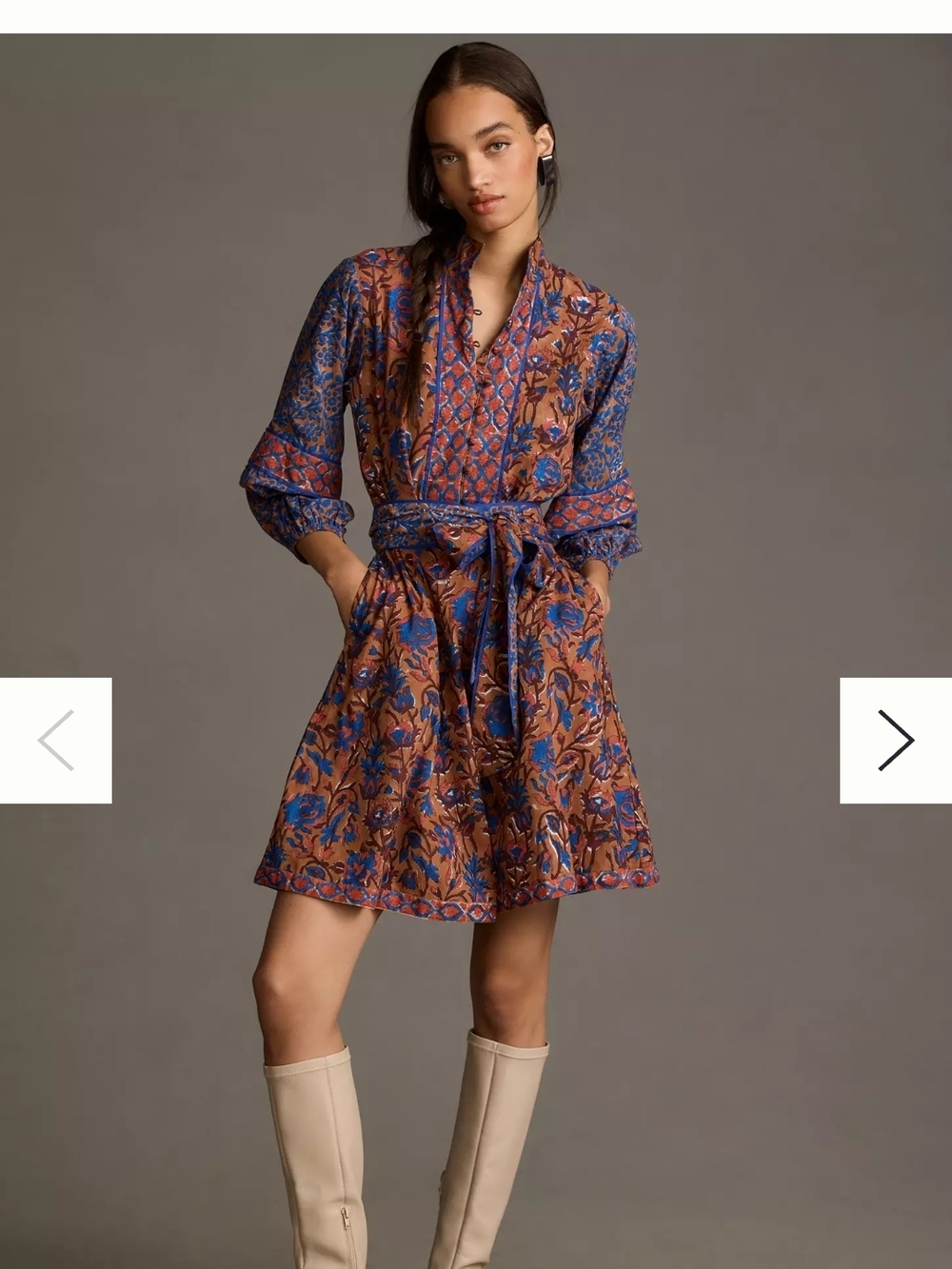 Sue Sartor Flounce Shorty Dress 🌿 Anthropologie Block Print Boho Mini